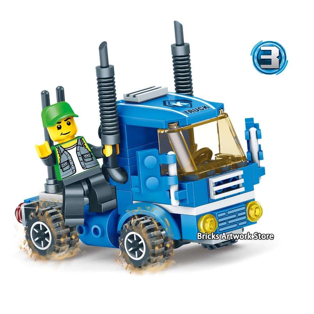 4в1 Fit Creator серия город Городской грузовой набор сердцевин грузовик станция рабочий развивающие строительные блоки игрушка для детей