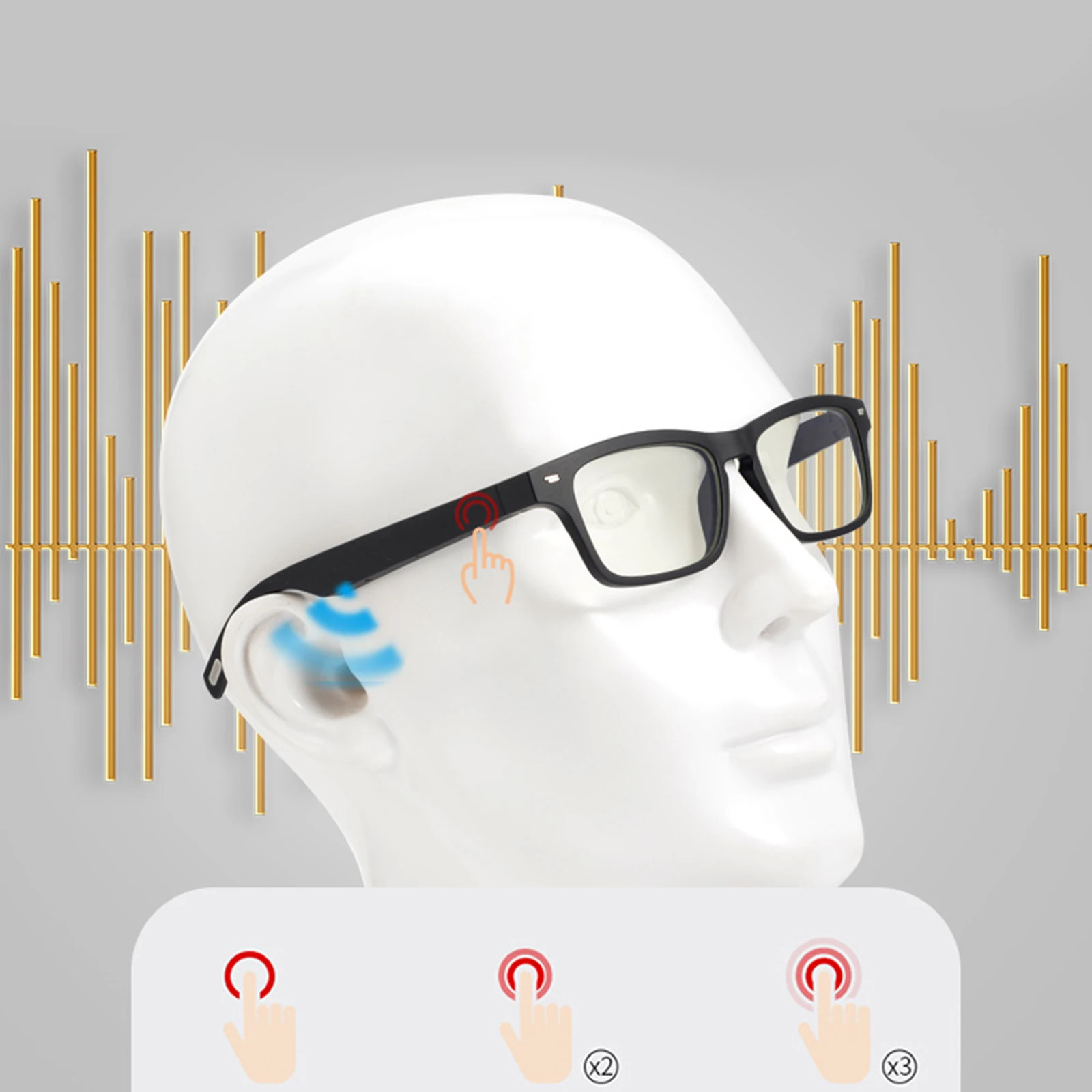 Audio Sunglasses with Open Ear Headphones Waterproof BT5.0 Smart Stereo