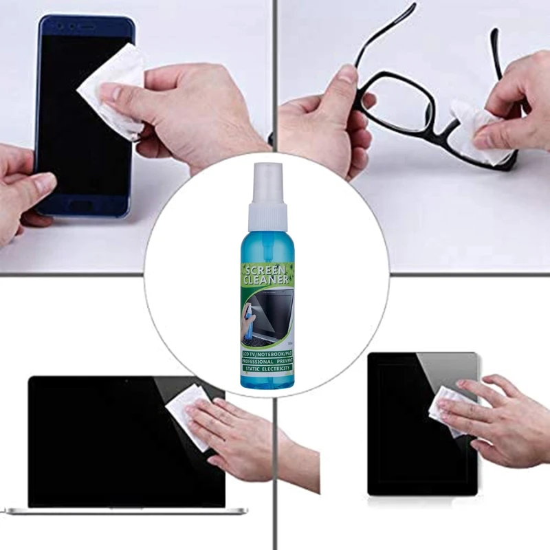 1 Set Of Multi-purpose Cloth Liquid Screen Cleaning Kit For LCD TV, Tablet, Mobile Phone, Laptop, Camera Lens Cleaner 6