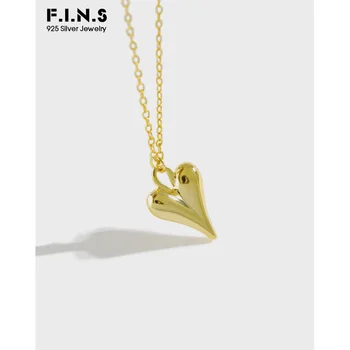 

F.I.N.S Sweet Pure 925 Sterling Silver Necklace Tiny Love Heart Pendant Necklace Stackable Clavicle Chain Necklace Fine Jewelry