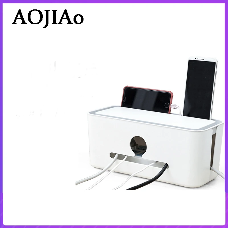 

AOJIAO household goods power cord plugin board storage box charger computer power cord box desk finishing.