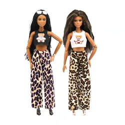 Vêtements de poupée léopard pour Barbie BJD, tenues ours, débardeur, haut court, pantalon, 1/6 pouces, accessoires de maison de poupée, jouet pour enfants, 11.5 