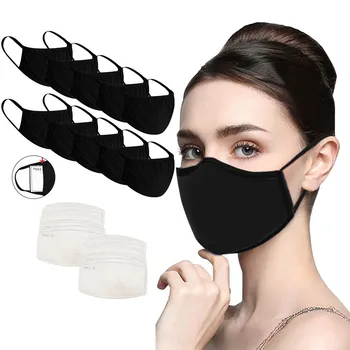 

10pcs Adult Reusable Face Mask With 20pcs Gasket Pads Mouth Covering Masks Dust-Proof And Smog-Washable Mask Mascarillas#Y5