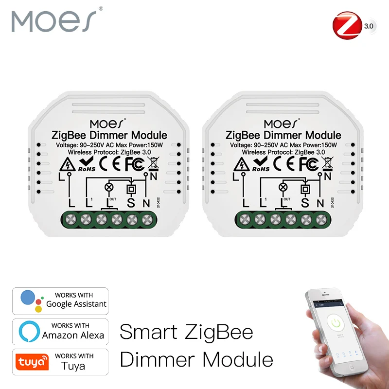 Moduio Interruptor Dimmer Inteligente 1 Polo Zigbee3.0 Moes