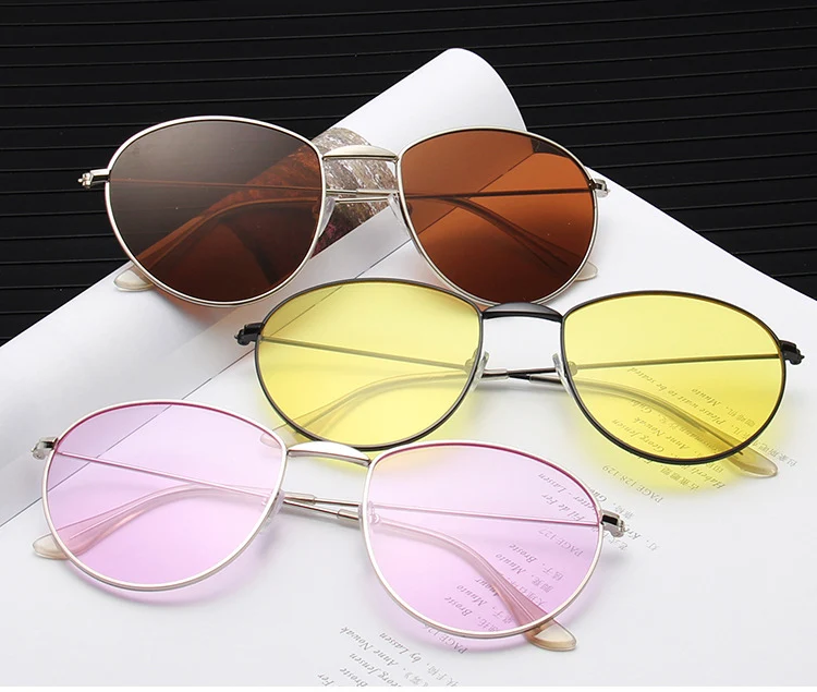 OEC CPO Круглые Солнцезащитные очки для мужчин Мужская винтажная металлическая оправа модные серые розовые женские очки женские роскошные