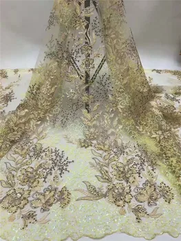 

Luxury Sequin embroidery flower position French mesh lace fabric Good looking African lace sequins, evening dress / party design