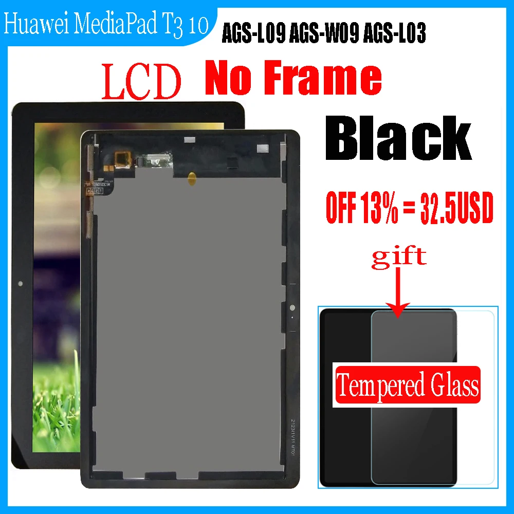 Display Lcd com Tela Sensível ao Toque Digitador Montagem Filme de Vidro Huawei Mediapad t3 10 Ags-l09 Ags-w09 Ags-l03 t3 96 Lte 96 - Imagem 2