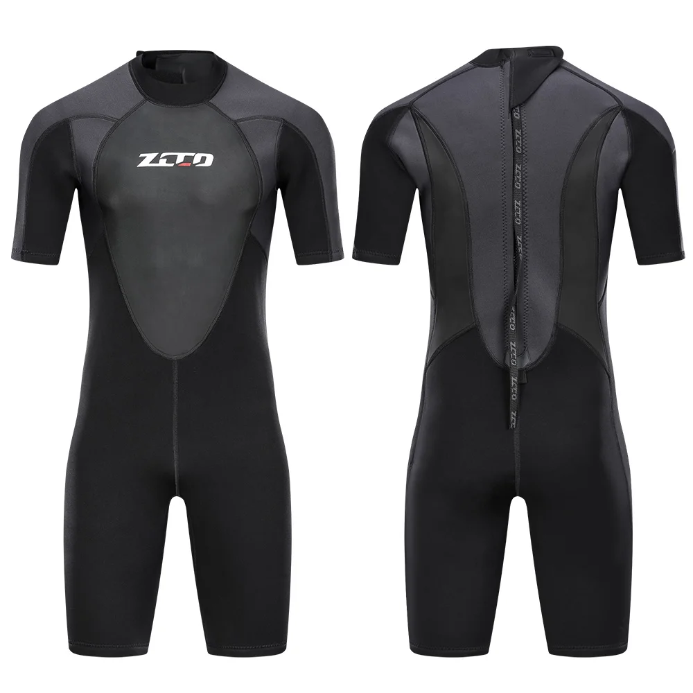 1Set 3mm Men Short Sleeve Patchwork Wetsuit One-piece Neoprene Zip Wet Suit Spearfishing Swimming Urban Beach Swimwear M-4XL | Спорт и