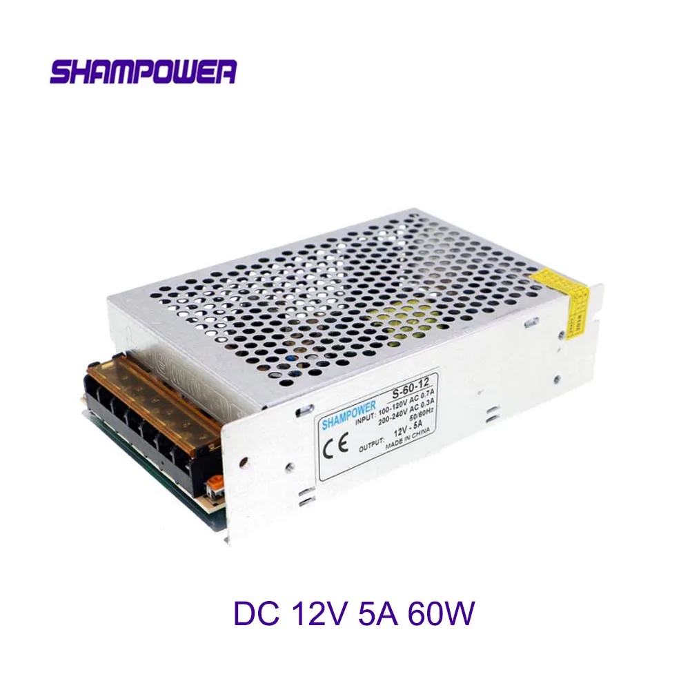 DC 12V большой источник питания 60W 5A AC 110V/220V к переключатель адаптер безопасности