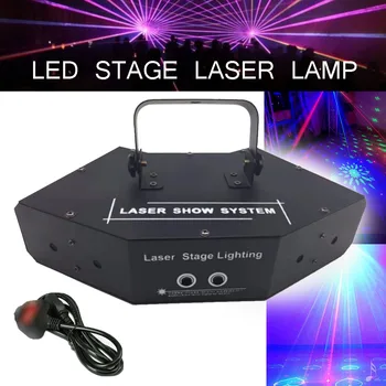 

Mini RGB Light DJ LED Stage Laser Projection Lamp Projector 6 Eyes Laser Strobe Pattern Light for Disco KTV Club Stage Bar Party