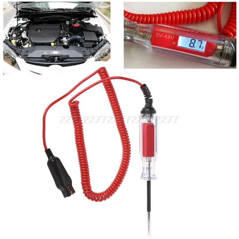 

12V Voltage Circuit Tester DC 3V-48V Digital LCD Display Diagnostic-Power Tool Voltage Test Probe Electric Circuit Tester S18 19