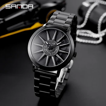 

Rotating Wheel Wrist Watch Men Watches Top Brand Luxury Wristwatch Male Quartz Watch For Men Clock Stainless Steel Strap Hours
