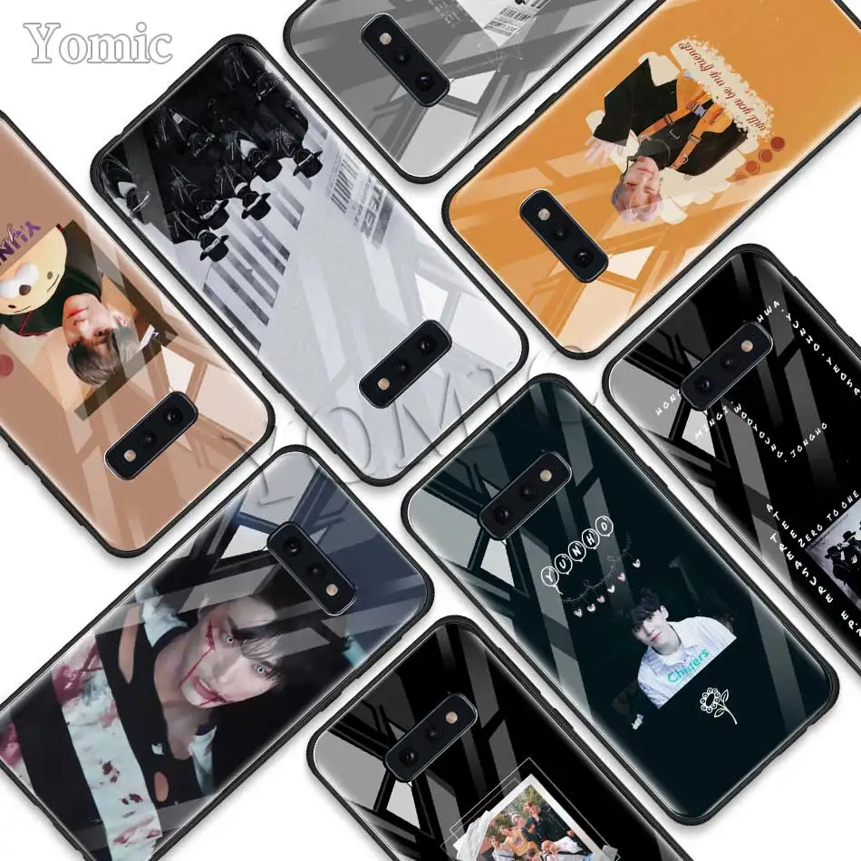 

ATEEZ HongJoong SeongHWA Tempered Glass Phone Case for Samsung Galaxy S10 S10e S9 S8 S10 Plus Note 9 A50 A30 Soft Edge Cover