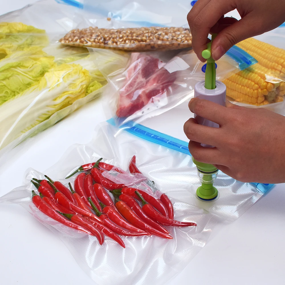 Reusable Vacuum Seal Bags for Food Freezing Storage with Hand Pump