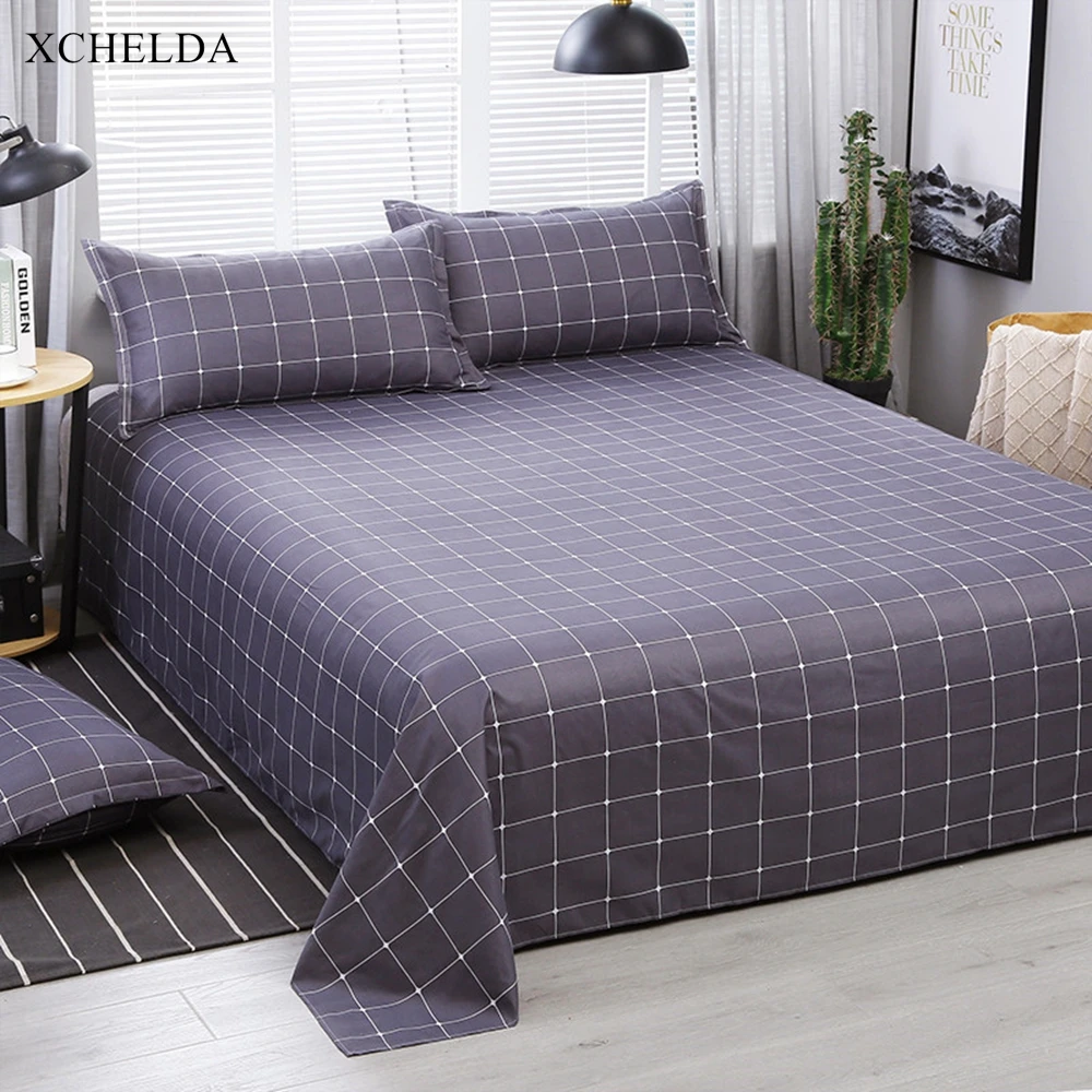 Plaid Bedding Set Double Queen King Size Comforter Duvet Cover Bed Sheet set Navy Luxury Cotton Adult linens couple Home Textile