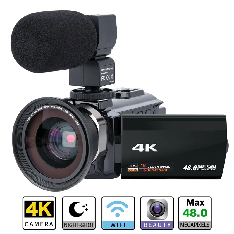 Видеокамера видеокамера 4K Ultra Hd цифровая Wifi камера 48.0Mp(интерполяция) 3,0 дюймов пресс-экран 16X цифровой зум-рекордер Wit