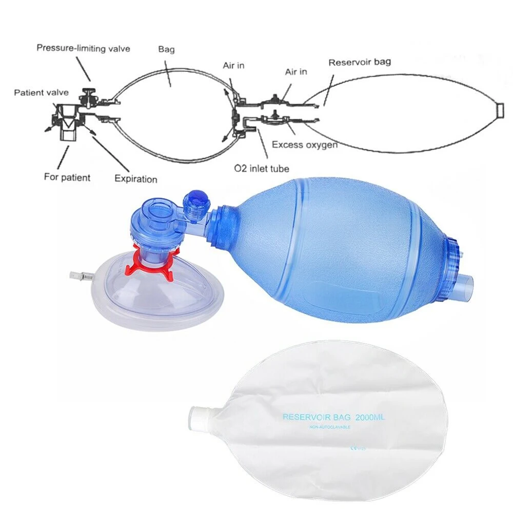 Adjustable Manual Resuscitator Silica Gel PVC Adult Ambu Bag CPR First Aid kit Tool Simple Breathing Apparatus Braces Supports
