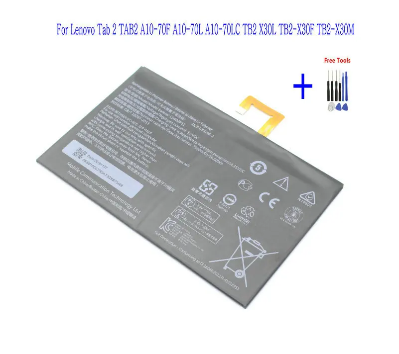 

1x 7000mAh L14D2P31 Battery For Lenovo Tab 2 TAB2 A10-70F A10-70L A10-70LC TB2 X30L TB2-X30F TB2-X30M + Repair Tools kit