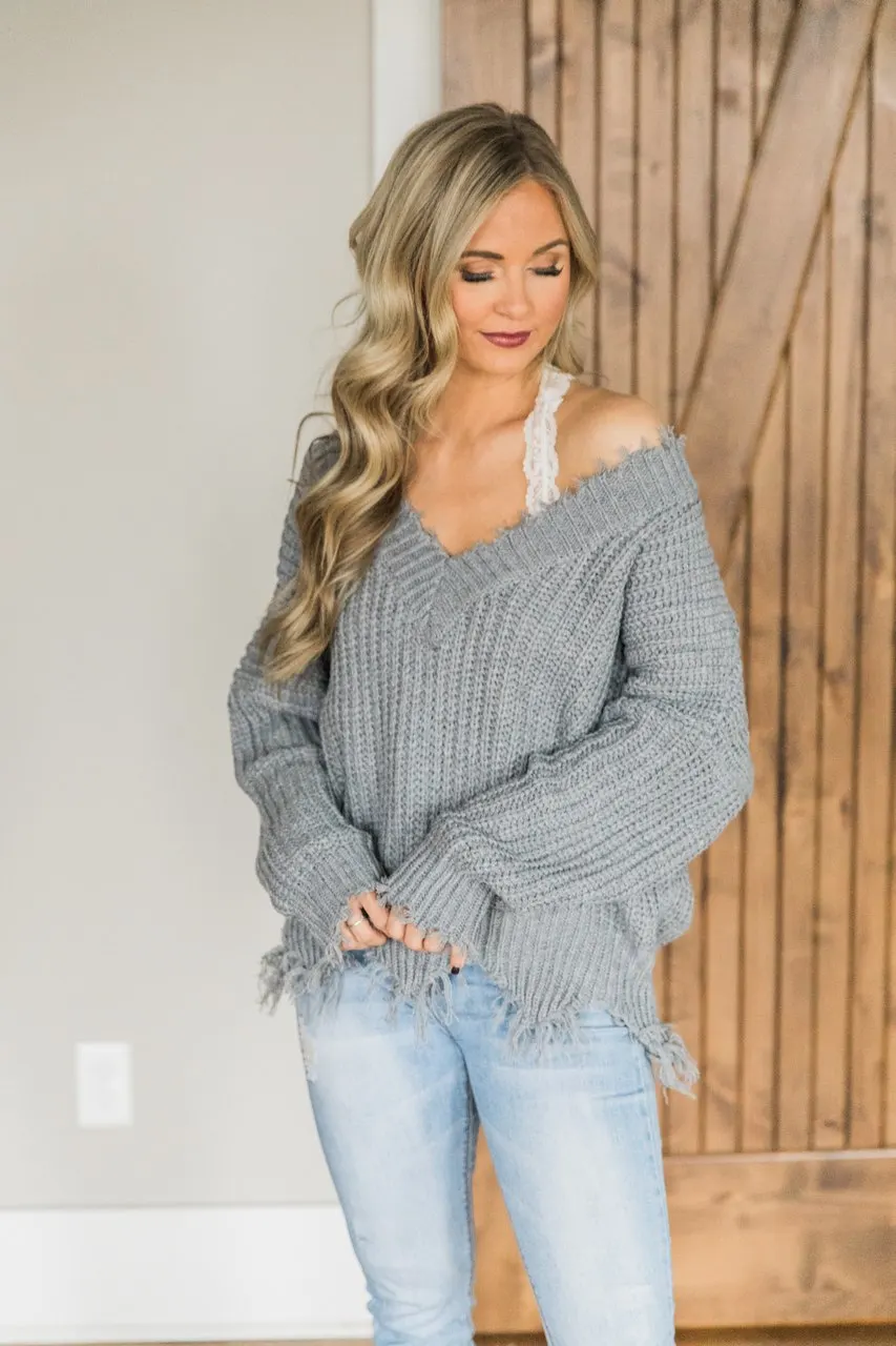 Irregular V-Neck Sweater Image 3