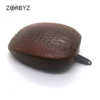 

ZORBYZ Motorcycl Brown Crocodile Artificial Leather Rear Passenger Solo Seat Cushion For Harley Sportster XL1200 XL883 72 48