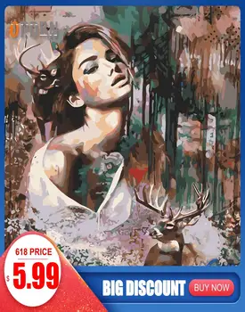 

OPDBN Wall Art Canvas Painting by Number Posters Handpainted Oil Painting Picture for Living Room Home Decor No Frame