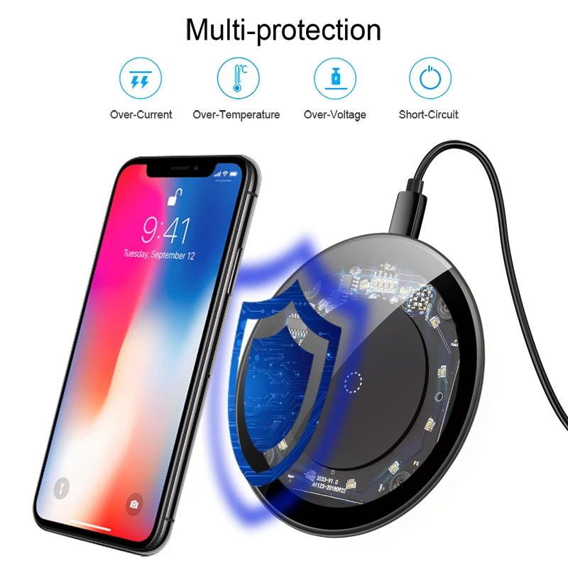 Прозрачная Беспроводная зарядная панель CinkeyPro со светодиодной подсветкой 5 Вт