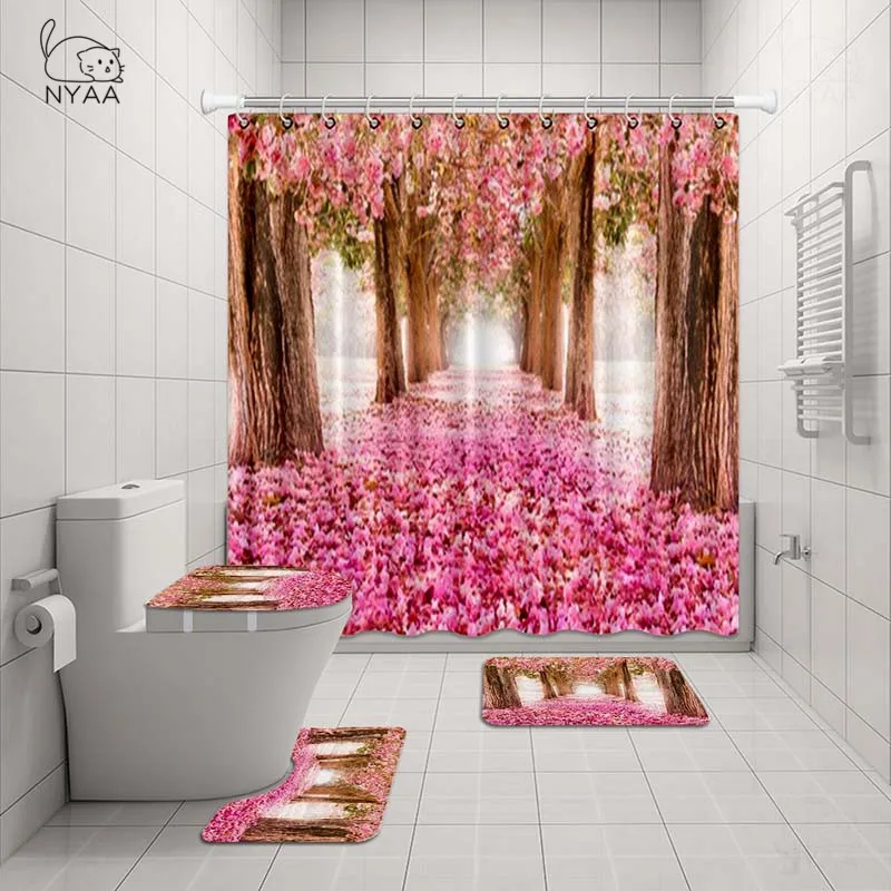 4 шт./компл. элегантная занавеска для душа с изображением роз цветов лотоса