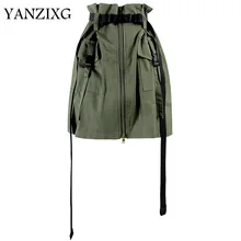 Бутон полубоди юбка женская трапециевидная юбка студенческий карман молния армейский зеленый длиной до колена короткая юбка S766