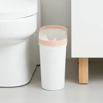 

Household Bathroom Kitchen Trash Can Simple Cushion Fashion Crimp Trash Can Creative Living Room Without Cover Paper Waste Bins