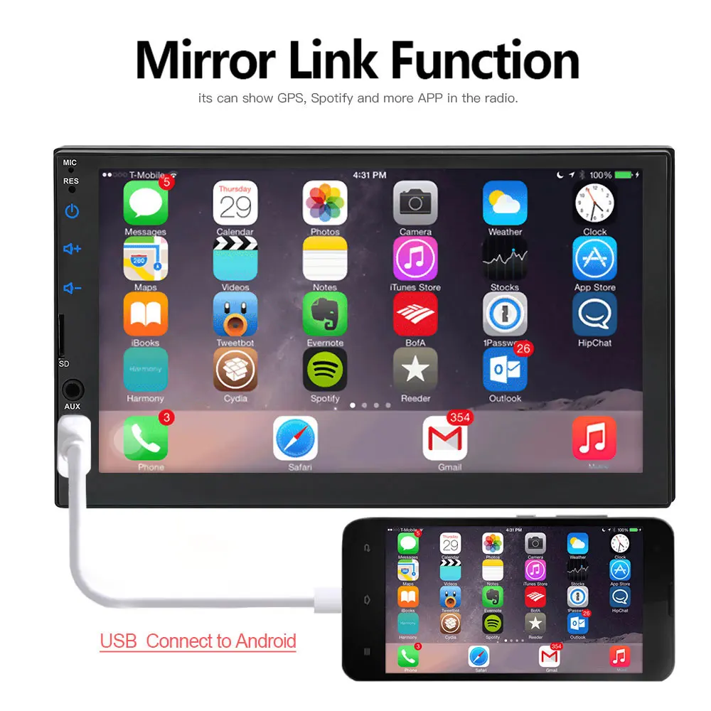 Bluetooth/FM/USB/AUX/TF автомобильный MP5 плеер MP5 плеер 2DIN автомобильный MP5 плеер 1080P для дистанционного управления