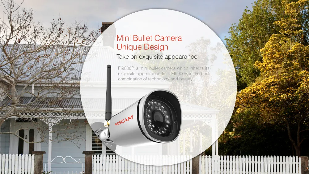 Foscam FI9800P 720P Беспроводная HD IP Bullet CCTV камера с 65 футов ночного видения-серебро