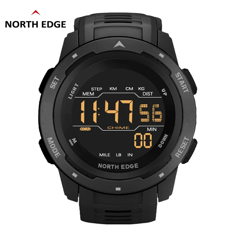 Мужские Цифровые часы NORTH EDGE спортивные с двойным шагомером и будильником