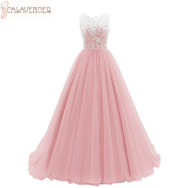

Puffy Lace Tulle Blush Bridesmaid Dresses Floor Length Covered Buttons Maid of Honor Dresses vestido de fiesta de boda