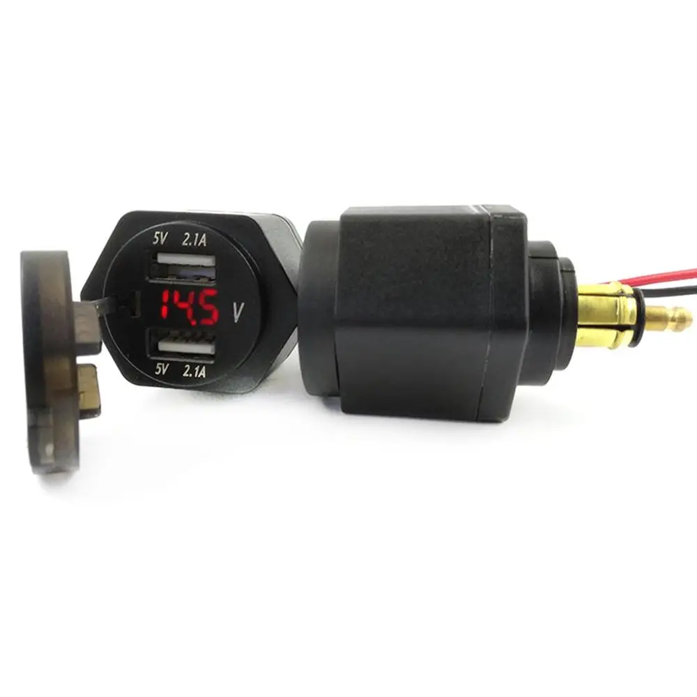 Автомобильный 4.2A двойной USB адаптер питания розетка зарядное устройство с светодиодный дисплей Мотоцикл вольтметр измеритель напряжения