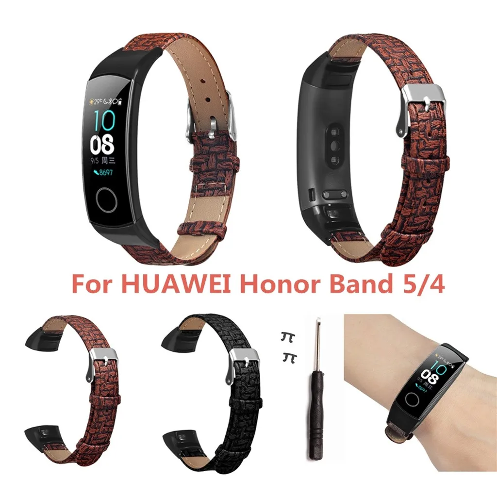 

For Huawei Honor Band 5/4 Lightweight Leather Smart Wrist Watch Band Strap