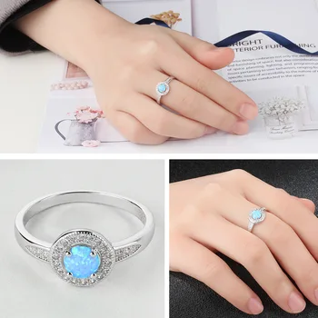 

MSWEIJIA Opal 925 Silver Ring 925 Sterling Silver Blue Opal Ring Simple Fashion Ring Jewelry Accessories for Women