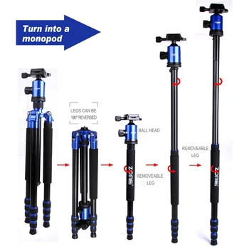 

Free DHL Zomei Z888 Travel Aluminum Tripod Monopod + Ball Head 5 Optional Colors for 20lbs DV DSLR Camera Canon Nikon Sony
