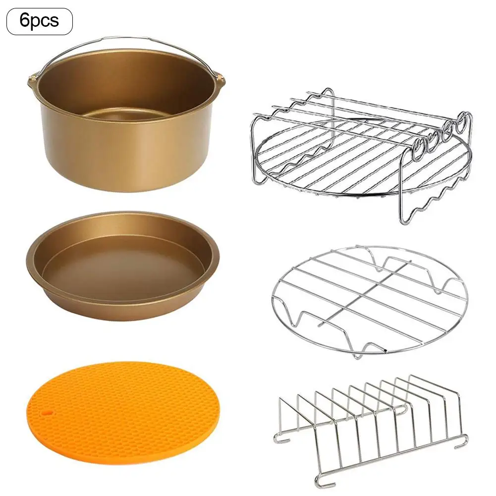 

Air Electric Fryer Accessories Golden Cake Baking Basket Pizza Grilling Tray Fit For 5.2QT6.3QT Air Fryers Kitchen Supplies