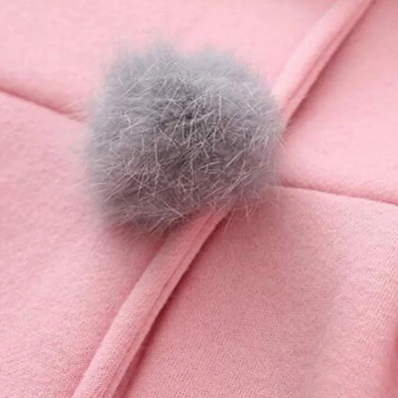 CYSINCOS/шерстяное милое пальто для маленьких девочек; куртка с капюшоном с заячьими ушками; Повседневная теплая куртка с капюшоном для малышей; зимняя верхняя одежда