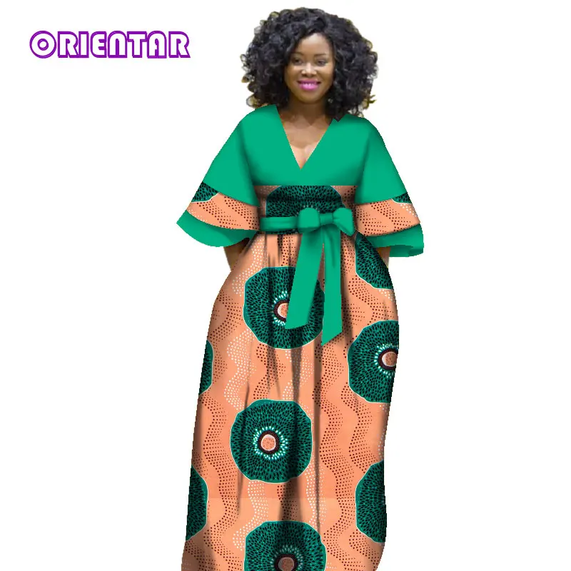 Африканские платья для женщин Базен Riche стиль Femme африканская одежда изящная леди Африканский принт размера плюс платье WY2841 - Цвет: 1