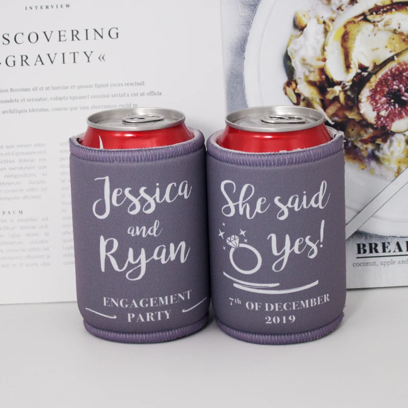 200pcs Grey Can/Bottle Cooler Personalised Any LOGO Neoprene Stubby Holder Beer Stubbies  Beer Tin Bottle Can Cooler