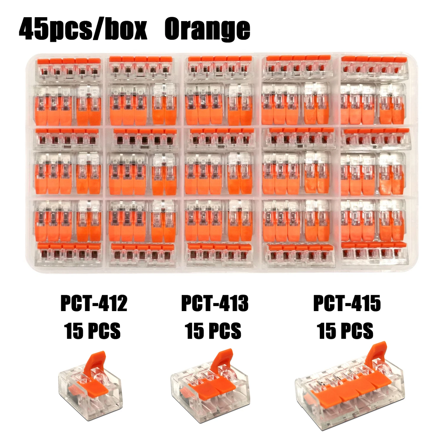 Тип провода разъем в штучной упаковке Универсальный Компактный клеммный блок домашний провод освещения разъем для внутреннего гибридного быстрого разъема - Цвет: 45pcs orange