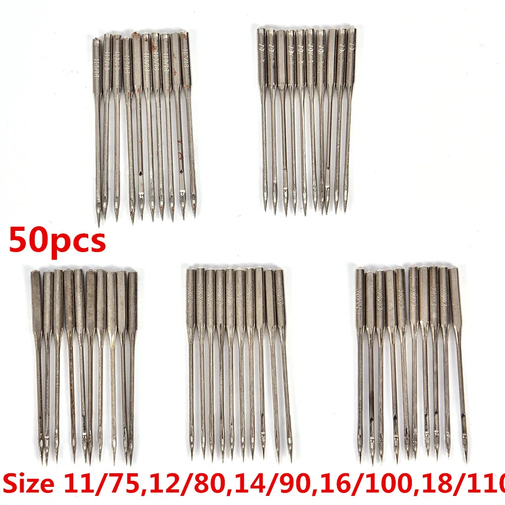 

50Pcs Household Sewing Machine Needles 11/75,12/80,14/90,16/100,18/110 Home Sewing Needle DIY Sewing Accessories