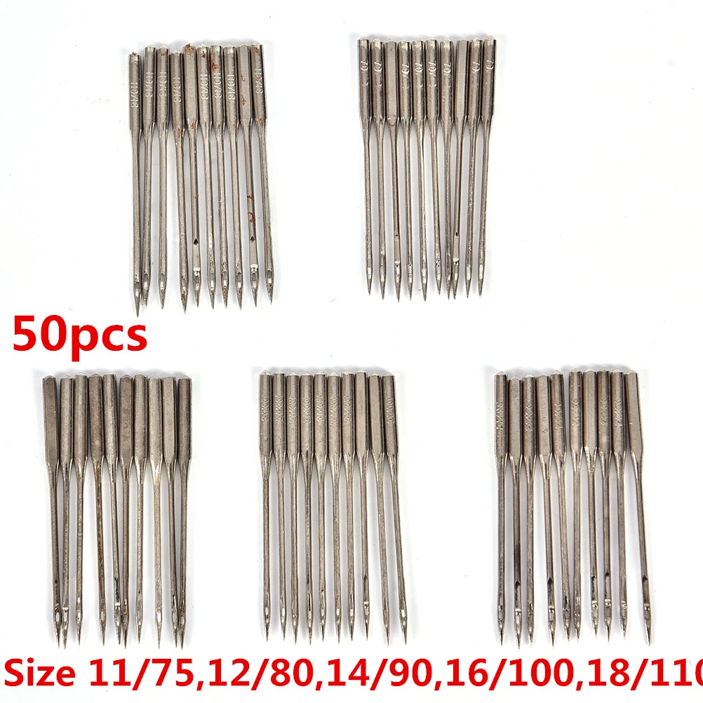 50PCS Home Sewing Machine Needle 11/75,12/80,14/90,16/100,18/110 for Singer MECA