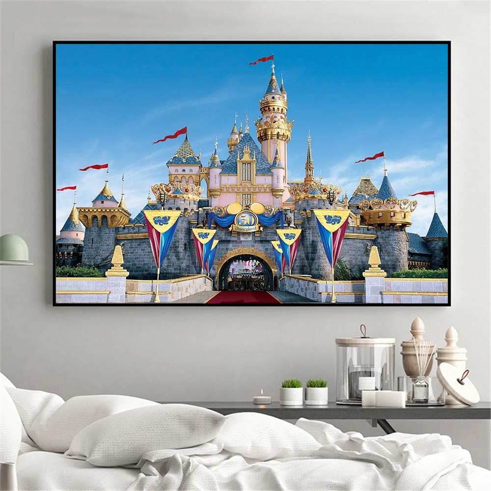 Posters-and-Prints-Disneyland-Pairs-Park-Castle-Painting-Tower-Kids-Room-Wall-Pictures-for-Living-Room (3)