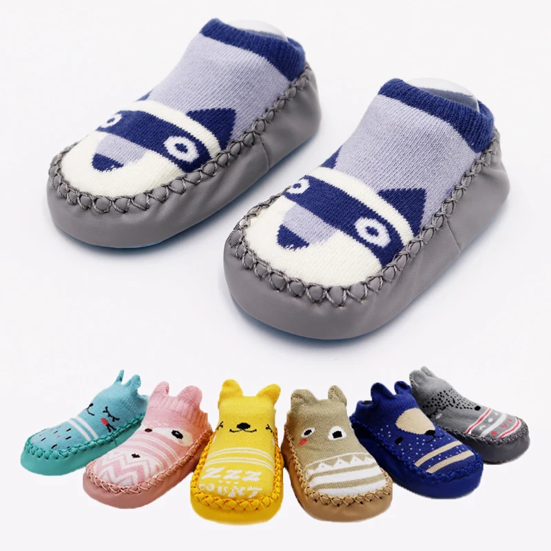 Детские Нескользящие носки для новорожденных удобные домашние детские кроссовки с мягкой подошвой для детей от 0 до 24 месяцев, с изображением животных, из высококачественного хлопка
