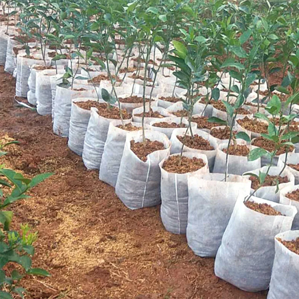 

New 100PCS Seedling Plants Nursery Bags Organic Biodegradable Grow Bags Fabric Eco-friendly Ventilate Growing Planting Bags