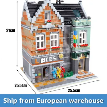 

3668PCS City Street Buildings model The MOC Bike Shop Model Building Blocks Bricks Kids Educational DIY Toys Christmas Gifts