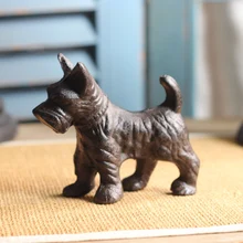 Estatuillas de perro de mesa de hierro fundido pesado negro Vintage, vitrina de jardín de casa europea, pequeña estatua de bulldog de Metal Chic