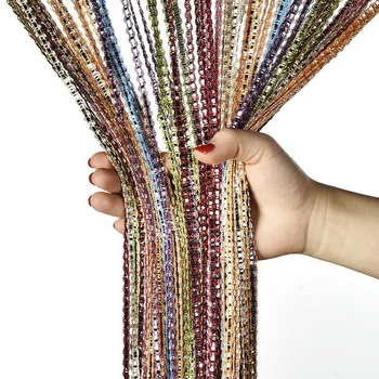 

New 100x200cm Shiny Tassel Line Curtains Living Room String Curtain Door Divider Drape Living Room Decor Valance Home Decoration